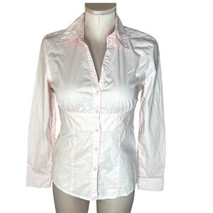 SO Y2K Womens Pink Button Down Shirt Corset Tailored Long Sleeve Med Y2K  Preppy